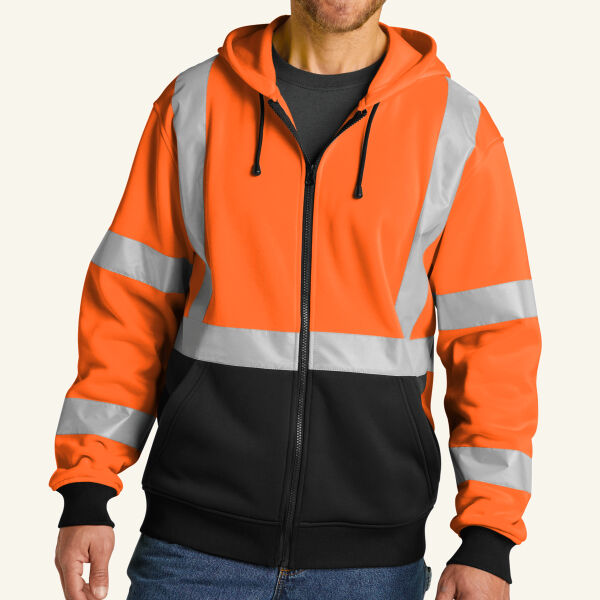 A107 Class 3 Heavy Duty Fleece Full Zip Hoodie Thumbnail