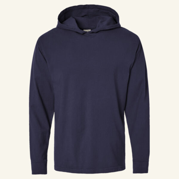 Unisex Garment-Dyed Jersey Hooded Long Sleeve T-Shirt Thumbnail