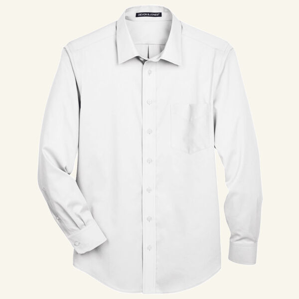 Men's Tall Crown Collection® Solid Stretch Twill Woven Dress Shirt Thumbnail