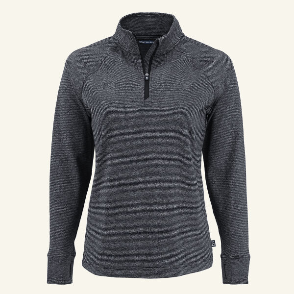 Cutter & Buck Adapt Recycled Soft Knit Stripe Womens Quarter Zip Pullover Thumbnail