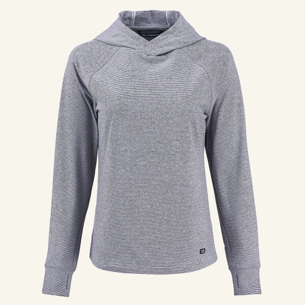 Cutter & Buck Adapt Recycled Soft Knit Stripe Womens Hooded Pullover Thumbnail