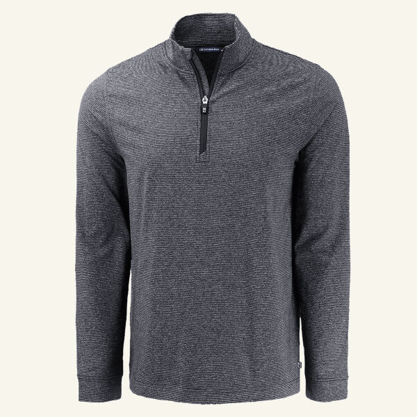 Cutter & Buck Adapt Recycled Soft Knit Stripe Mens Quarter Zip Pullover Thumbnail