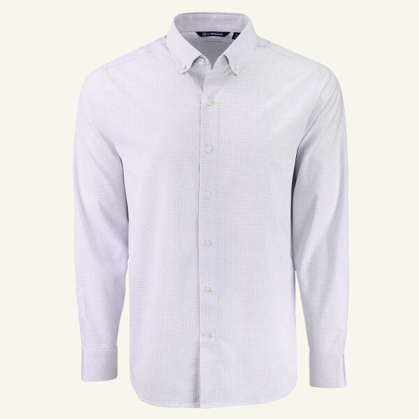 Cutter & Buck Skyline Windowpane Recycled Long Sleeve Button Down Mens Big & Tall Dress Shirt Thumbnail