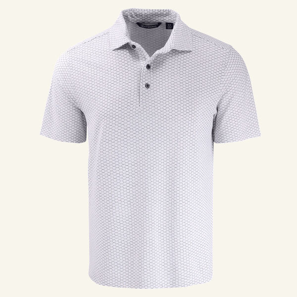 Cutter & Buck Virtue Recycled Hex Print Featherlight Pique Mens Polo Thumbnail
